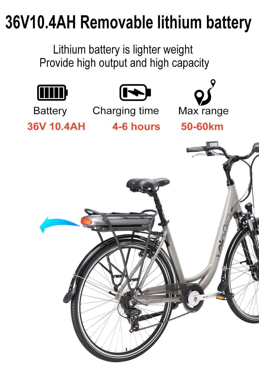 Hot Sale High Speed Electric City Road Bike Ebike with Lithium Battery