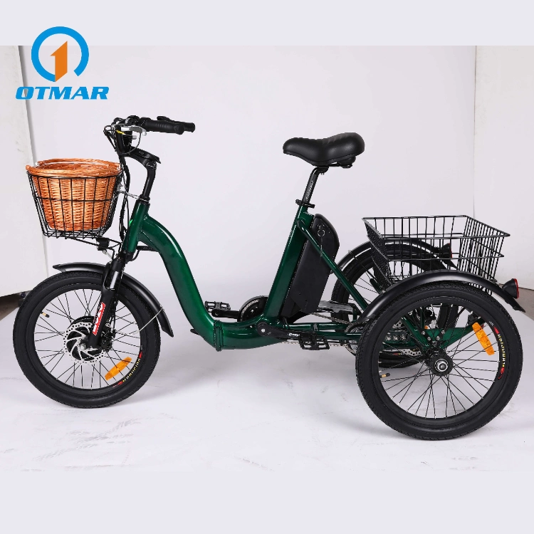 China OEM 20inch Front Drive Electric Tricycle Mini Tyre Three Wheel Electric City Bike Foldable 250W Cargo E Trike